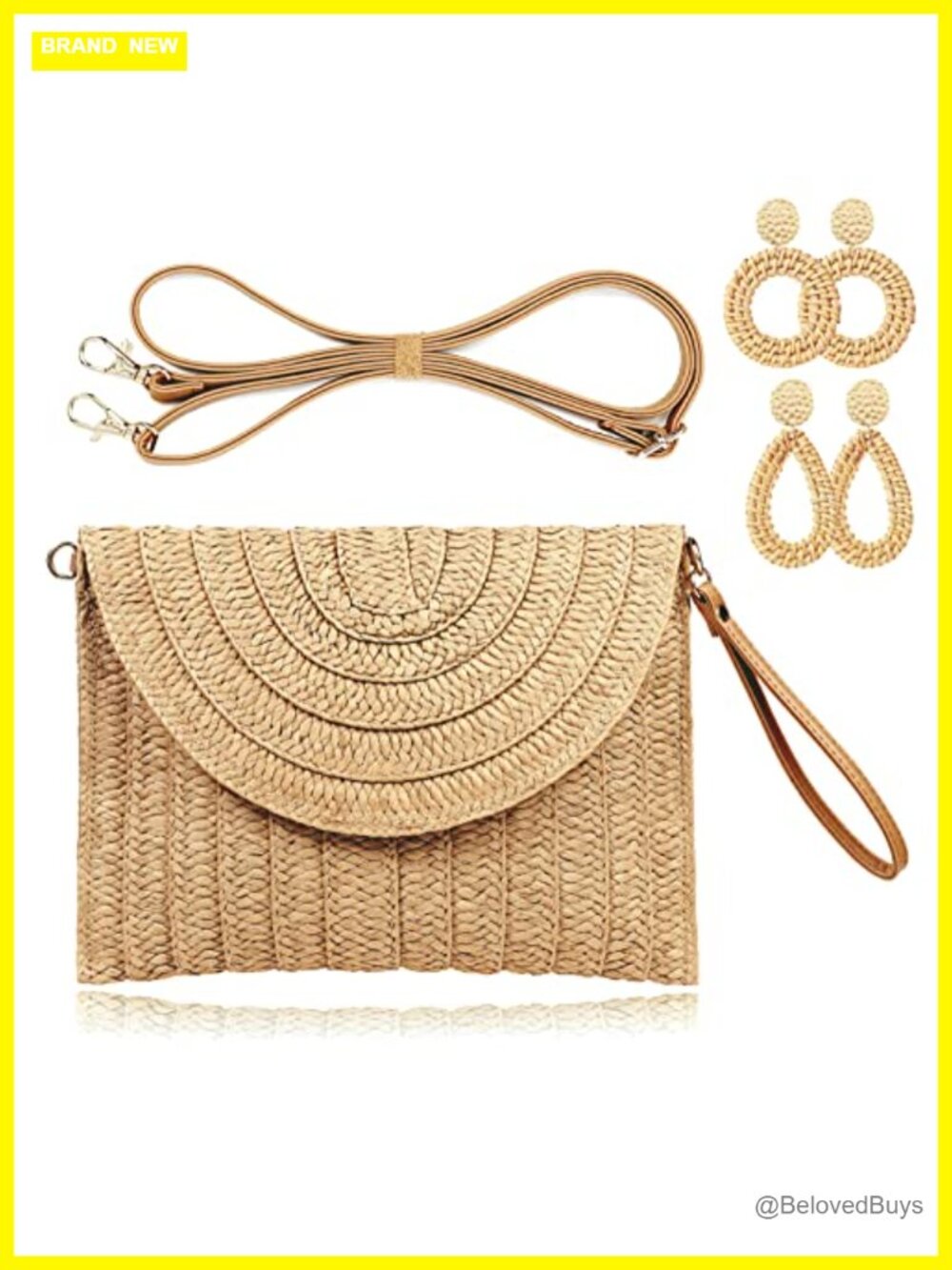 Straw Clutch Handbag Woven Envelope Crossbody Bag for Women
